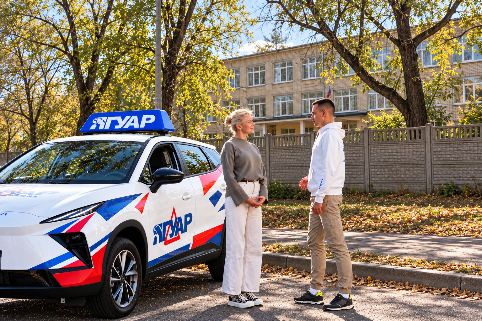 Ученица и инструктор у автомобиля Ягуар: ул. Богдана Хмельницкого, 58А, Воронеж