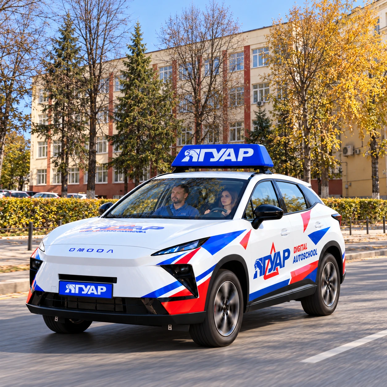 Учебный автомобиль «Ягуар» рядом с Донбасской улицей