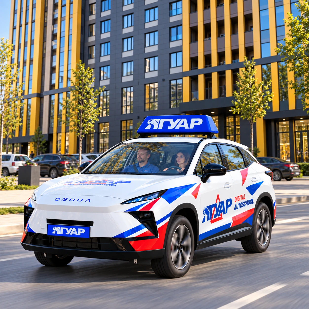 Учебный автомобиль «Ягуар» рядом с улицей Лётчика Колесниченко