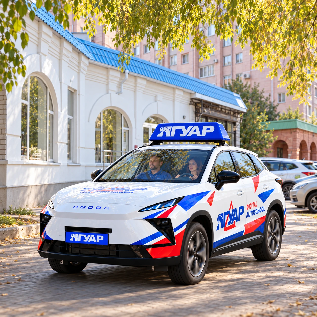 Учебный автомобиль «Ягуар» рядом с улицей Владимира Невского