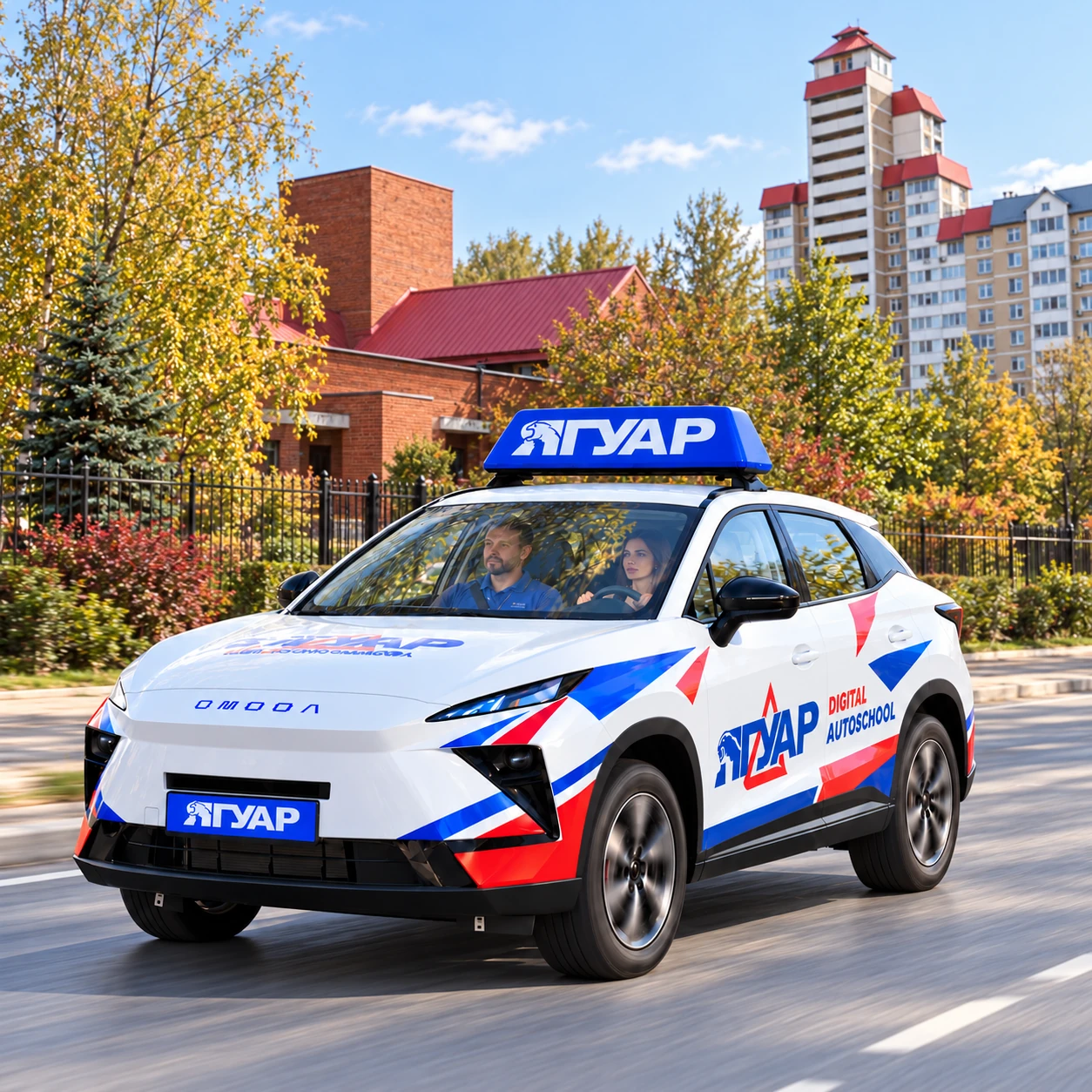 Учебный автомобиль «Ягуар» рядом с улицей Владимира Невского