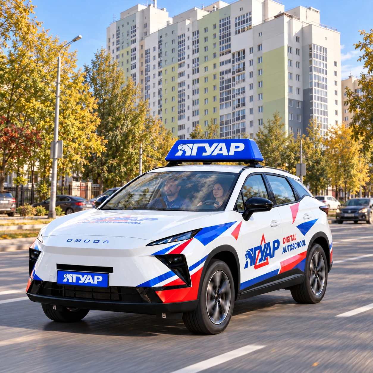 Учебный автомобиль «Ягуар» в микрорайоне «Березовая роща»