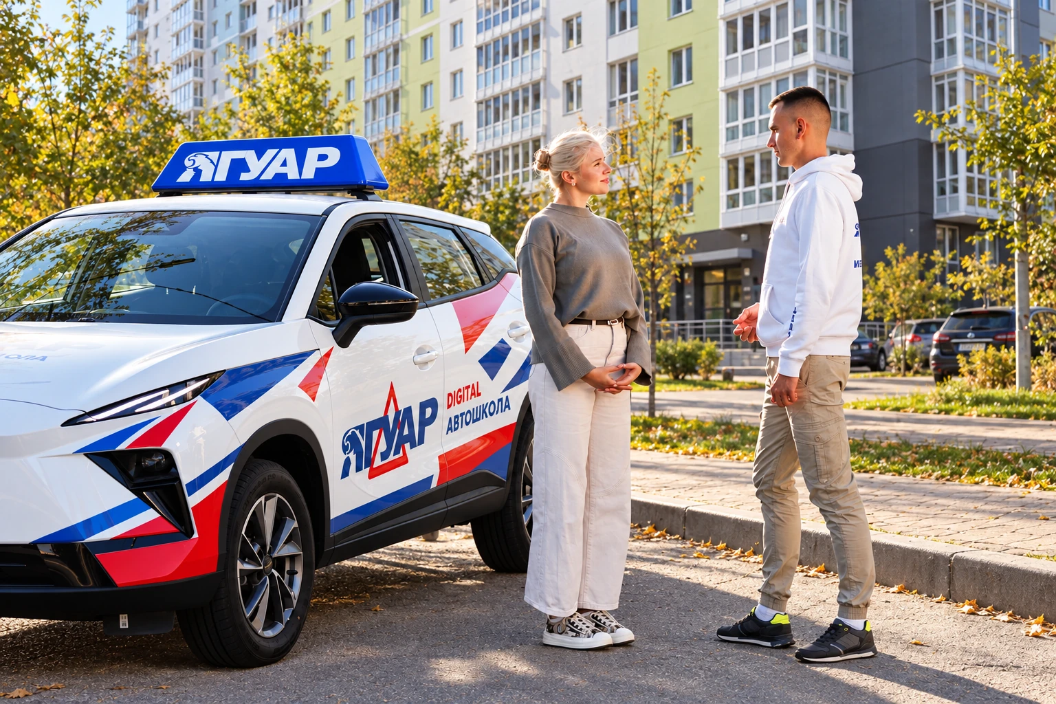 Ученица встречается с инструктором в микрорайоне «Березовая роща»
