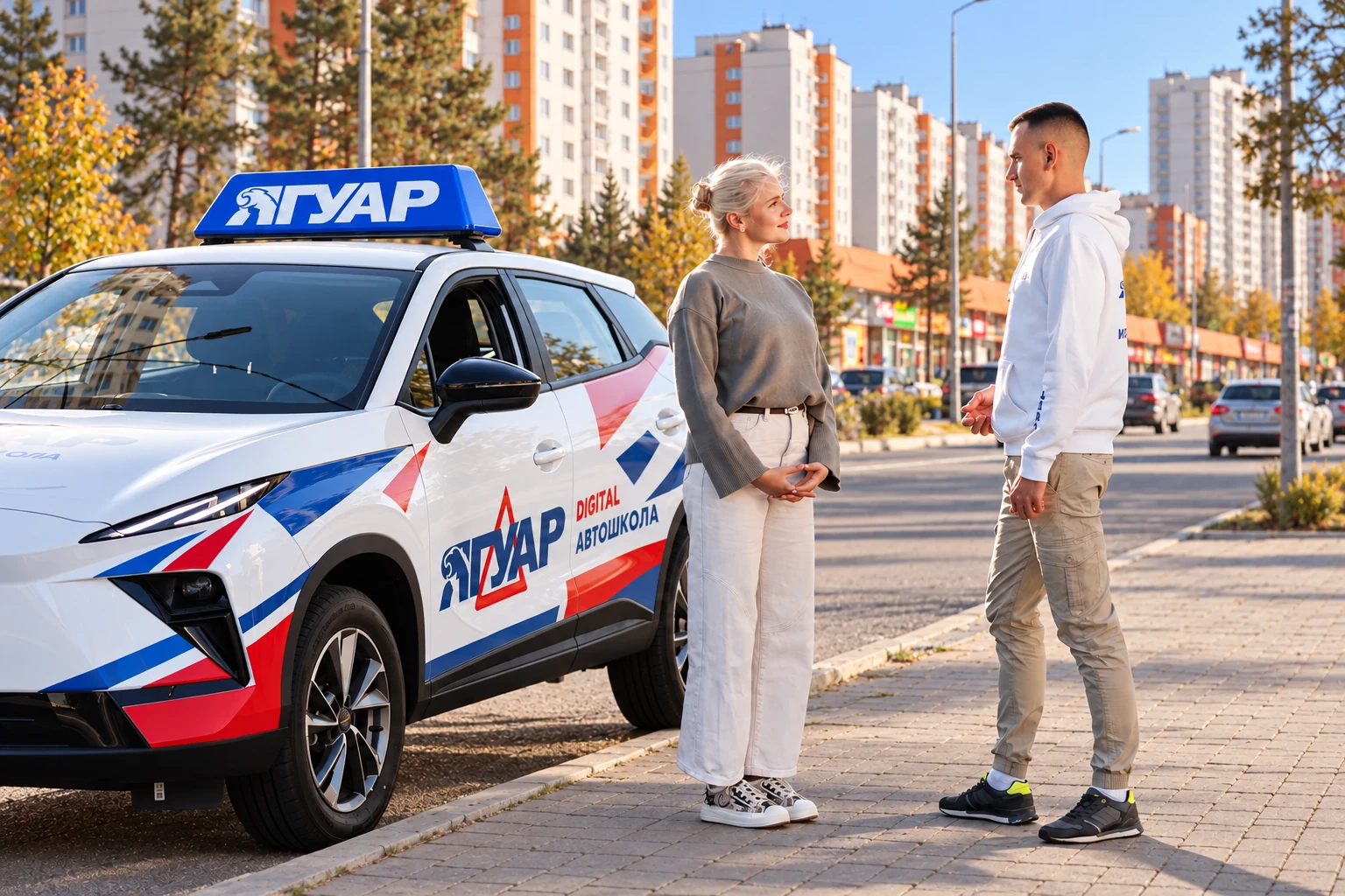 Ученица встречается с инструктором в микрорайоне «Боровое»