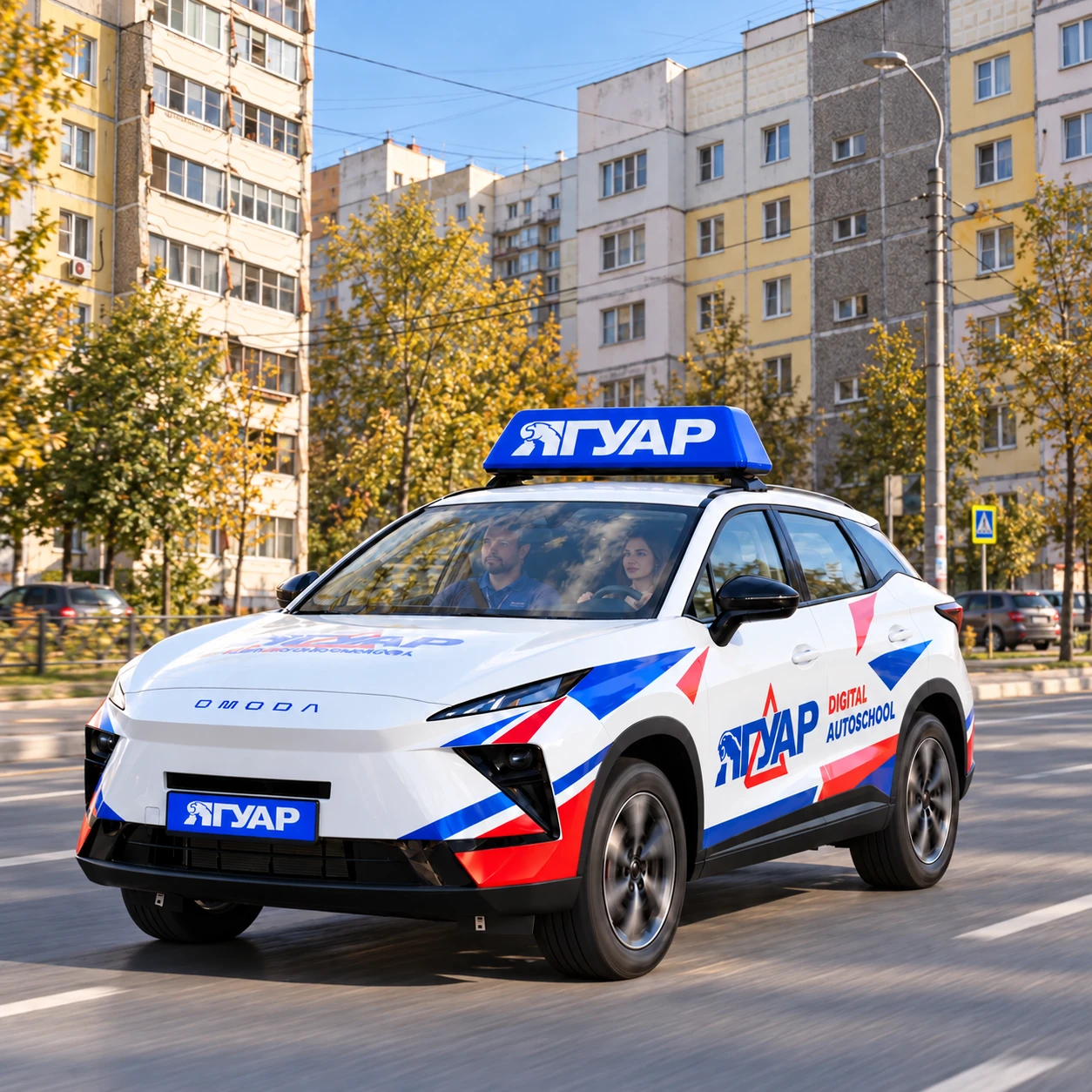 Учебный автомобиль «Ягуар» в микрорайоне «Электроника»