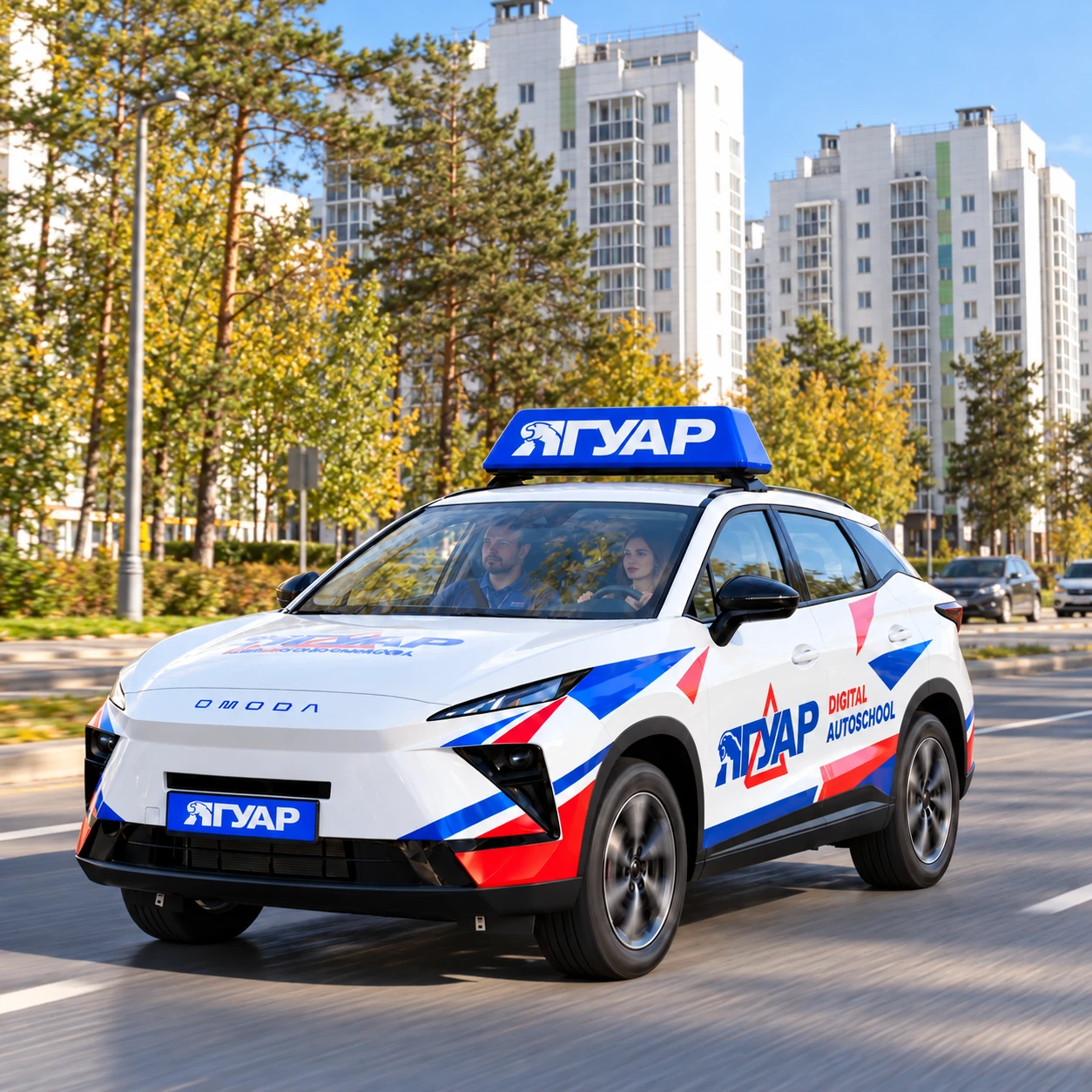 Учебный автомобиль «Ягуар» в микрорайоне «Подгорное»