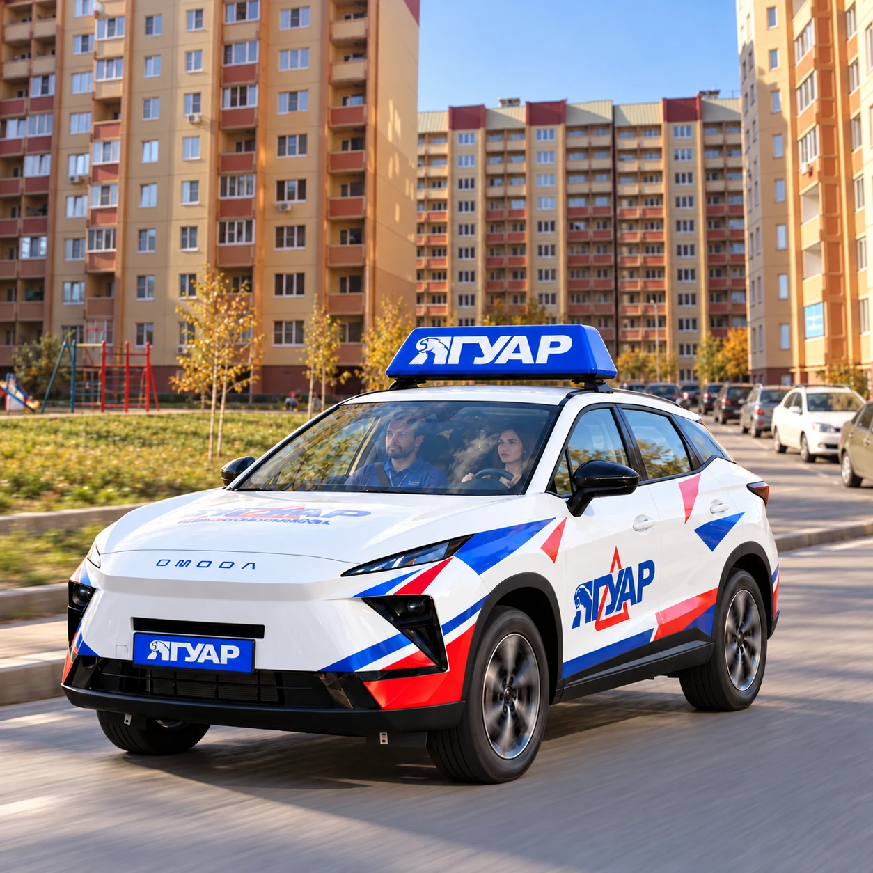 Учебный автомобиль «Ягуар» в микрорайоне «Тенистый»