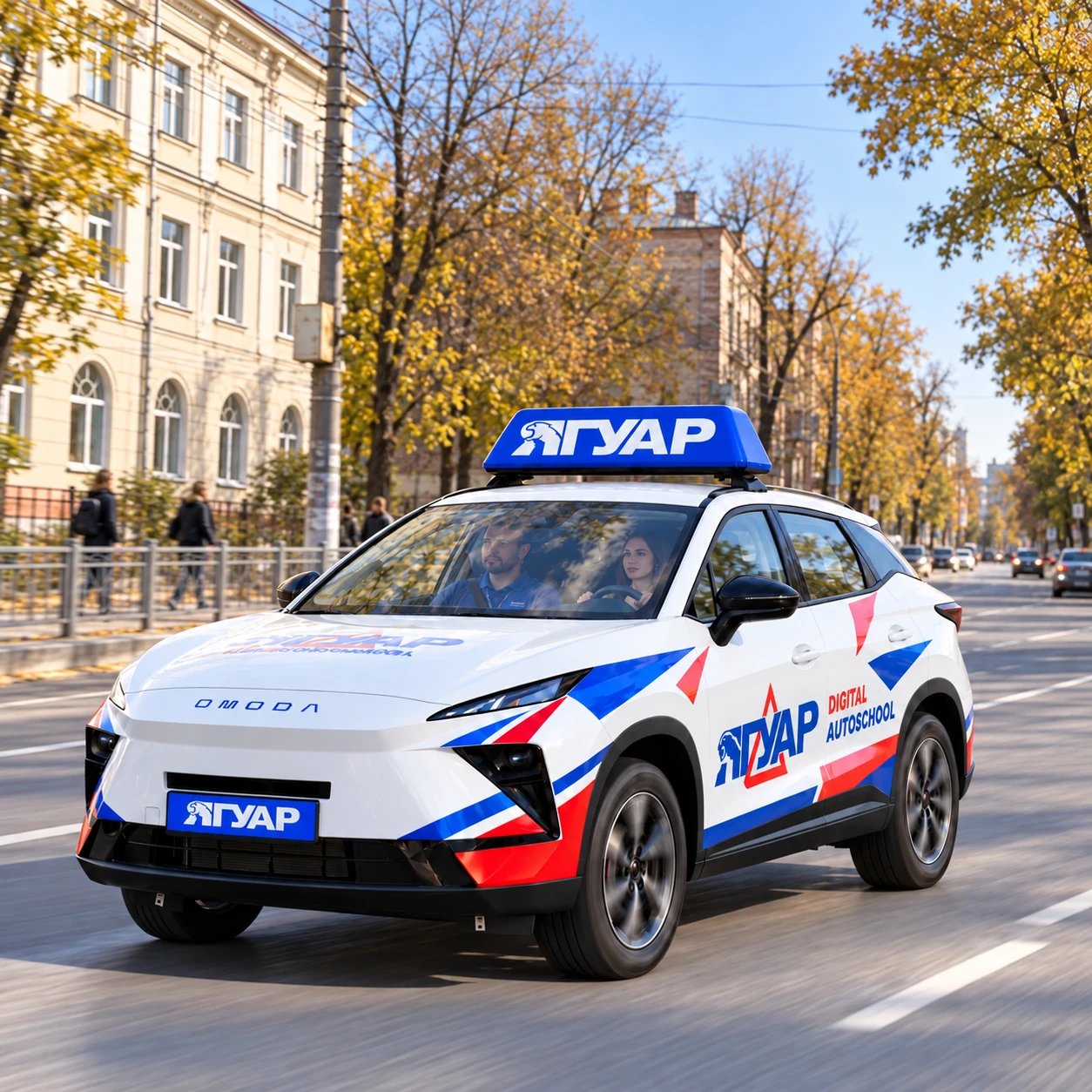 Учебный автомобиль «Ягуар» на улице 9 Января